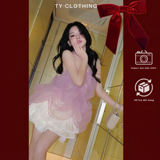  Set Yếm Bèo Cv Tầng - Hàng Thiết Kế - Màu Tím Cv Trắng - TY CLOTHING 