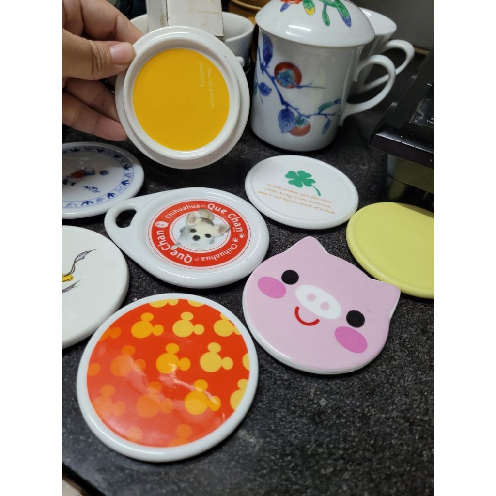 Nắp cốc, nắp ly Gốm kiểu Vintage dễ thương, lót ly xinh yêu Gốm Nhật xinh đẹp