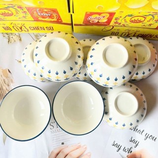 Bộ 10 chén sứ ( bát sứ) họa tiết - Tráng men cao cấp- chén sứ, chén cơm, chén cơm, bát ăn cơm