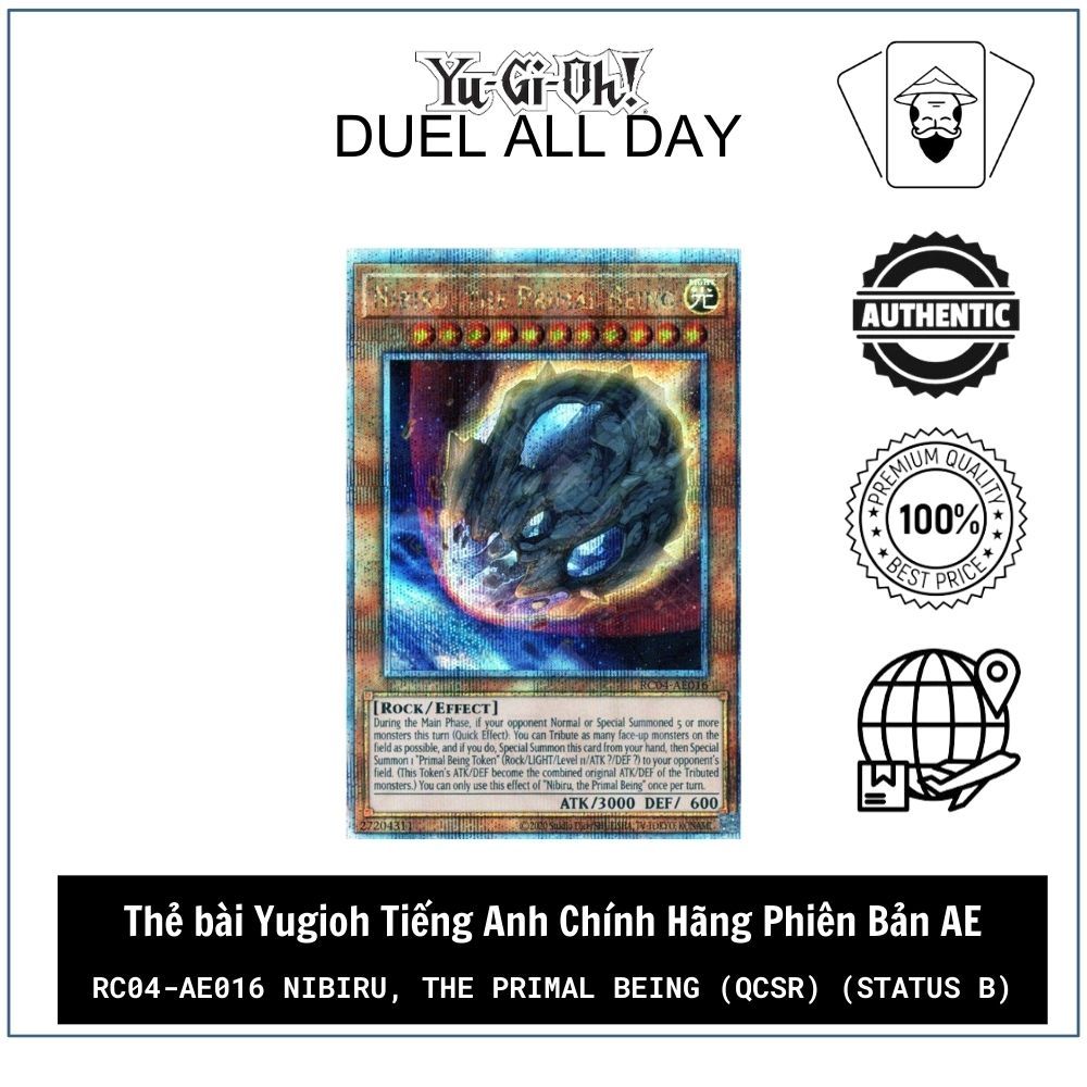 Thẻ bài Yugioh Tiếng Anh Chính Hãng Phiên Bản AE: RC04-AE016 Nibiru, the Primal Being (QCSR) (Status