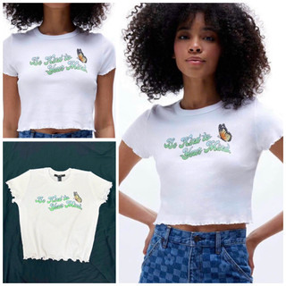 Áo croptop ôm, cổ tròn, xoăn lai, thun bo ríp lụa