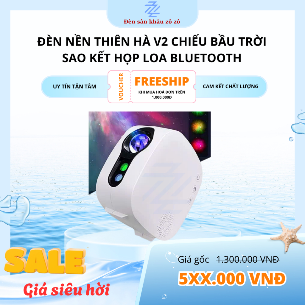Đèn thiên hà v2 chiếu bầu trời sao kết hợp loa bluetooth