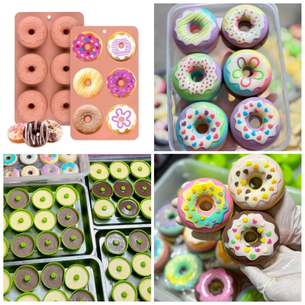 Khuôn silicon làm bánh donut, khúc bạch donut, pudding trà sữa donut 6 -8 ngân ( nhiều mẫu)