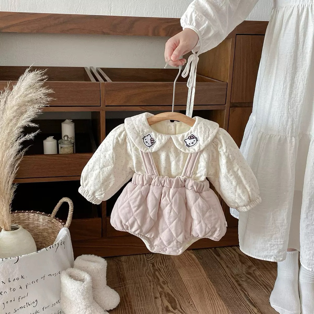 ( sẵn) bodysuit cho bé gái, bodysuit chần bông ấm áp cho bé, bộ đồ xinh xắn cho bé gái, quần áo bé g