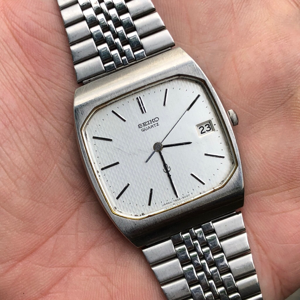 Đồng hồ Nam SEIKO tank, 1 ô lịch, dây ko zin