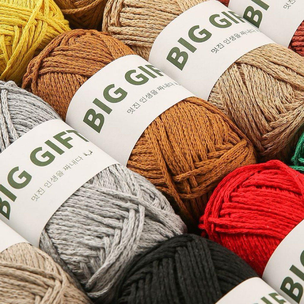 BIGGIFT +-100gr – Sợi cotton rỗng 2mm phong cách Hàn Quốc, sợi cotton–linen, handmade DIY, đan móc t