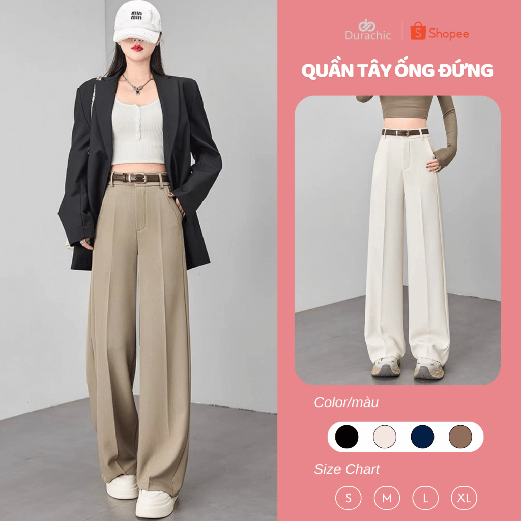 Quần Tây Ống Suông Dáng Đứng (Chất Xước Nhật ) Mềm Mịn Lưng Cao Tôn Dáng Dài 97cm và 102cm QS3
