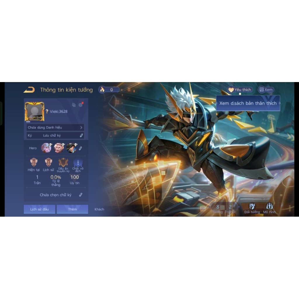 Acc Bijan Hoàng Kim Cơ Giáp kẹp Cap quân nhạc( Trắng Thông Tin Không Liên Kết )