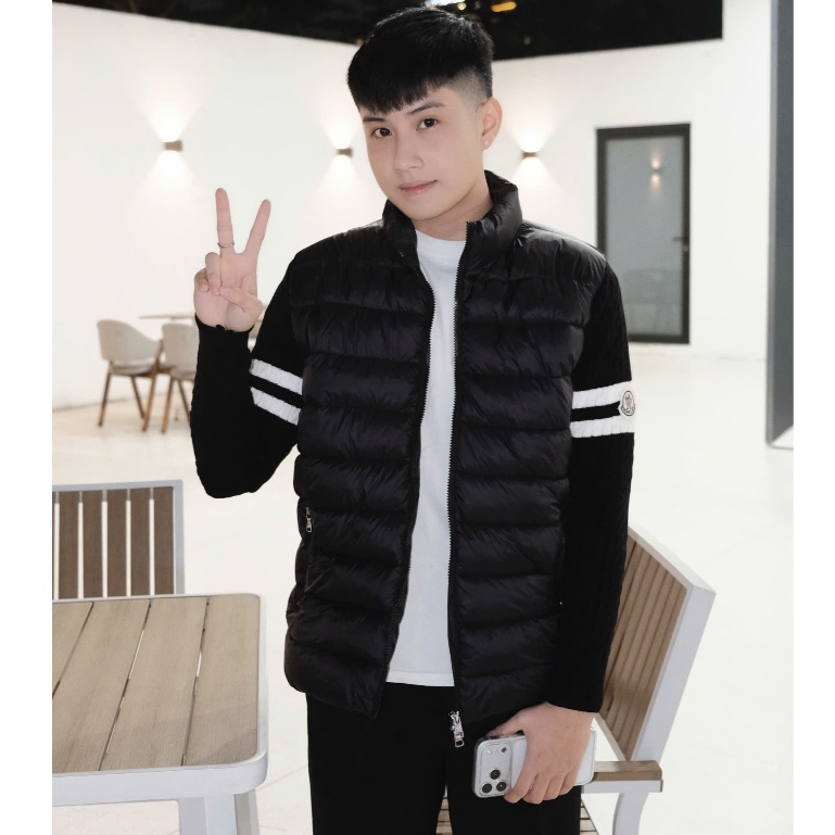 Áo Khoác Trần Bông Nam Mon Clo Phối Vạch Tay Trắng Siêu Đẹp - Áo Khoác Phao Mon Hàng Quảng Châu - 20