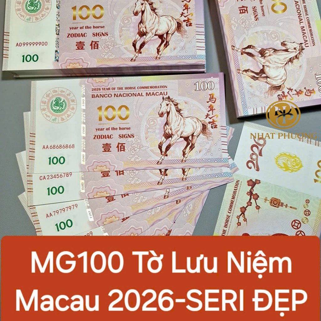 [MG100 Seri Đẹp] Tờ Lưu Niệm Macau Hình Con Ngựa Lì Xì Tết Bính Ngọ 2026 (Tờ Mã Đáo)