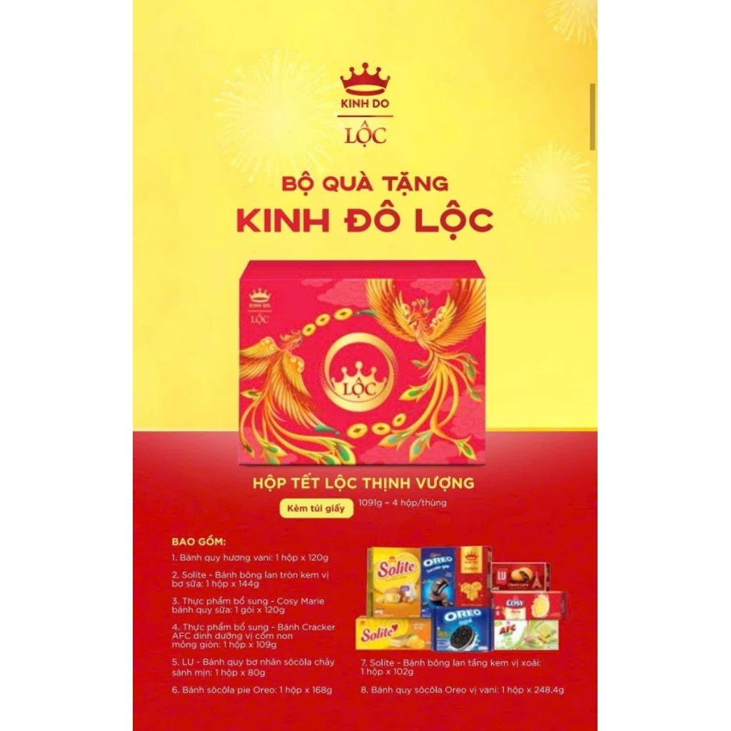 (Giá Rẻ) Bánh Tết Hộp Quà Tết Kinh Đô Lộc I, II