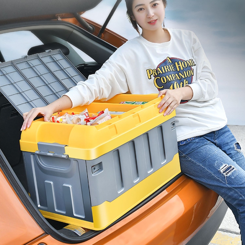 Thùng đựng đồ Ô tô,Xe Hơi,Thùng với thiết kế Có Nắp Đậy,2 Tầng Gấp Gọn Đa Năng Dung Tích Siêu Lớn 75