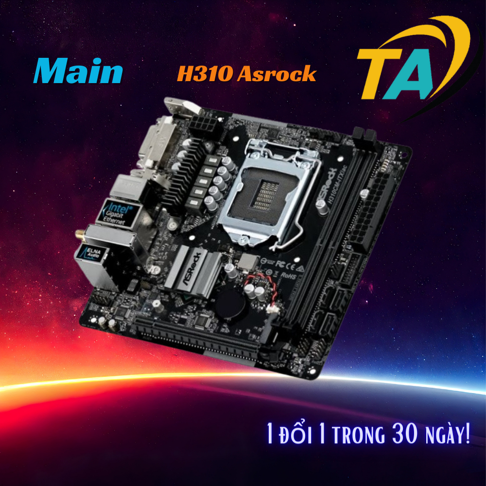 Mainboard ASROCK H310CM DVS (Intel H310, Socket 1151, m-ATX, 2 khe RAM DDR4)