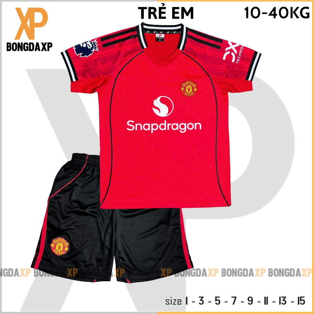 Quần Áo Đá Bóng MU Đỏ Trẻ Em 2025, Đồ Đá Banh Cho Bé Vải Thun Lạnh Cao Cấp