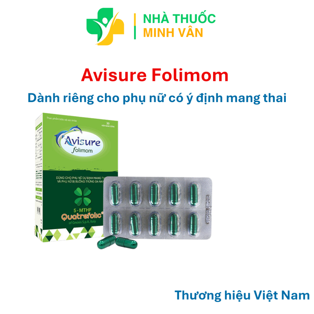 Avisure Folimom 5-MTHF hỗ trợ bổ trứng cho phụ nữ chuẩn bị mang thai hộp 30 viên