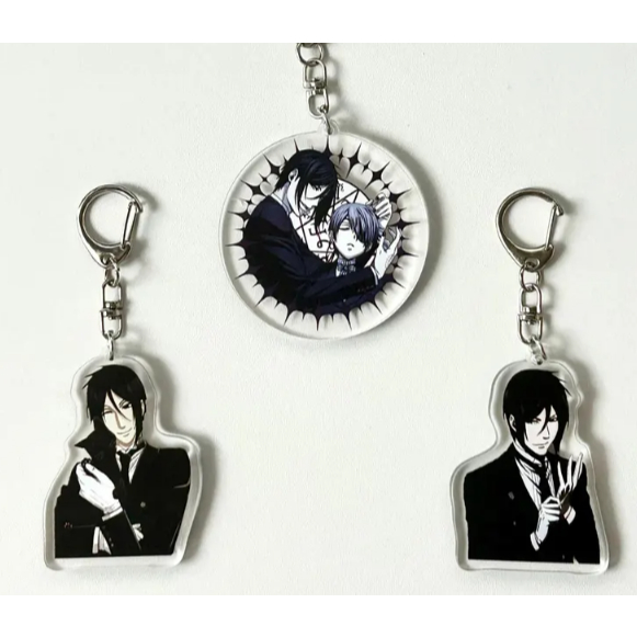 Móc khóa acrylic Black Butler, móc khóa hai mặt, Sebastian Michaelis
