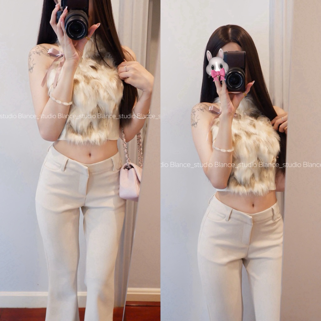 BLANCE STUDIO/ Áo lông cổ yếm from nhỏ sz (Xs/S)