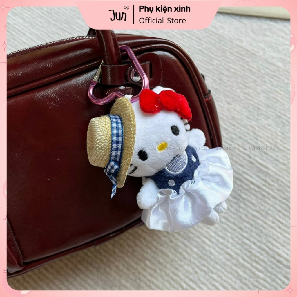 Charm đeo túi mèo kitty dễ thương cho bé gái nhồi bông xinh quà tặng siêu đáng yêu móc khóa C16