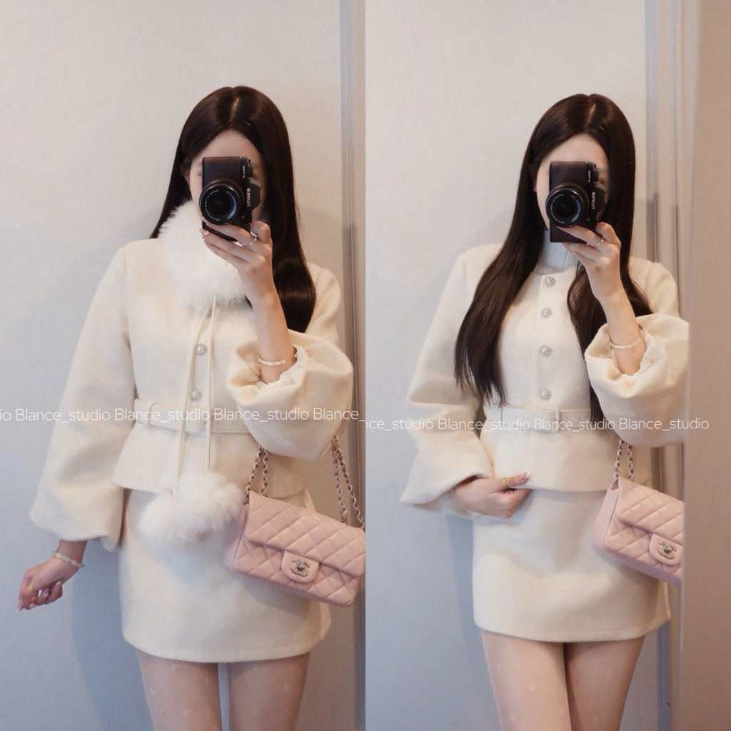 BLANCE STUDIO/ Set dạ trần bông qccc triết eo sang chảnh