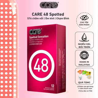  Bao Cao Su có gai CARE 48 Hương Dâu Kéo Dài Thời Gian Mỏng Nhiều Gel Bôi Trơn Hộp 12 Bcs gai li ti 
