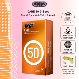  Bao Cao Su Gai Li Ti Và Gân CARE LATEX 50 Kéo Dài Thời Gian Nhiều Gel Bôi Trơn Hộp 12 bcs gai gân 