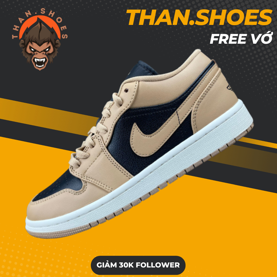 Giày Sneaker 𝓙𝓓1 𝓛𝓸𝔀 𝓓𝓮𝓼𝓮𝓻𝓽 𝓑𝓵𝓪𝓬𝓴, 𝓙𝓓1 𝓣𝓱𝓪̂́𝓹 𝓝𝓪̂𝓾 Đ𝓮𝓷 - Than.Shoes