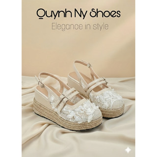  NYNY - XUỒNG BỐ CÓI CAO 7 PHÂN - SANDALS XUỒNG BỐ HOA VÂN NỔI SANG TRỌNG HIỆN ĐẠI 