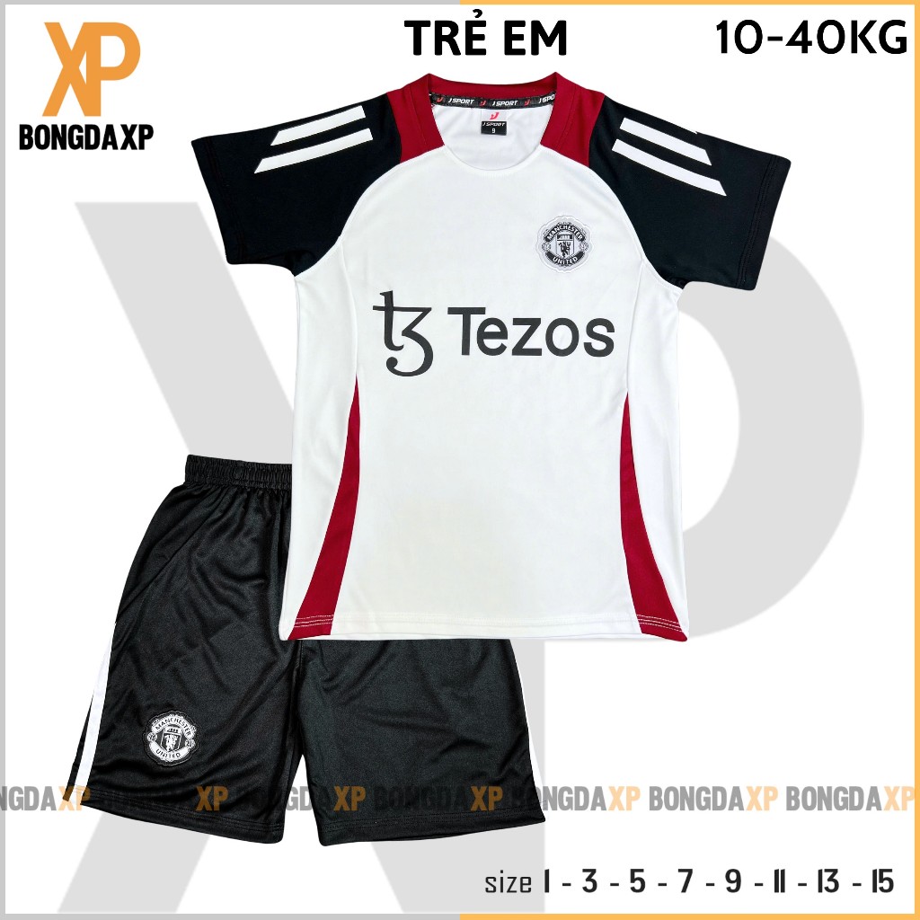 Quần Áo Đá Bóng Trẻ Em MU Sân Tập 2025, Đồ Đá Banh Cho Bé Vải Thun Lạnh Cao Cấp