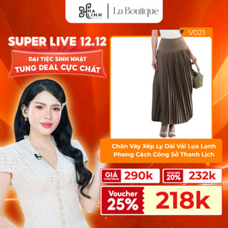   Võ Hà Linh x La Boutique  Chân Váy Xếp Ly Dài Vải Lụa Lạnh La Boutique Phong Cách Công Sở Thanh Lịch-V021 