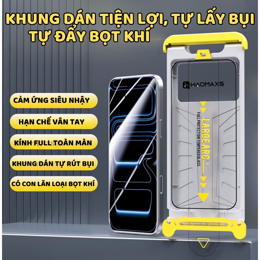 Kính cường lực iphone Chống nhìn trộm 4 chiều HaoMaxs, viền siêu mỏng, khung tự dán 12 13 14 15 16 promax air 17PROMAX