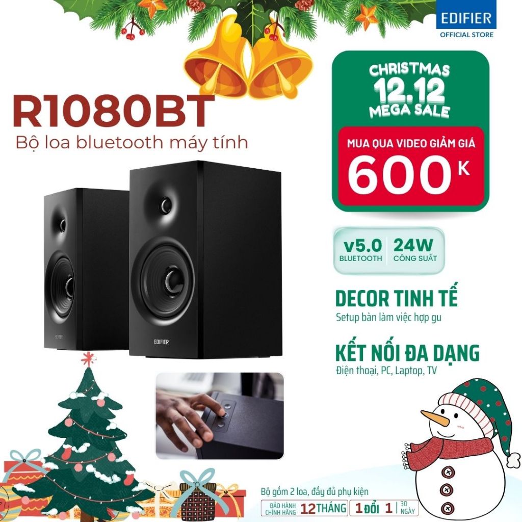 Loa máy tính bluetooth Edifier R1080BT 24W, Nghe nhạc hay, Decor xuất sắc - Bảo Hành 12 Tháng