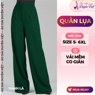 Quần lụa nữ ống rộng Mango form suông cao cấp mặc áo dài nhiều màu size S–3XL đi làm đi chơi.