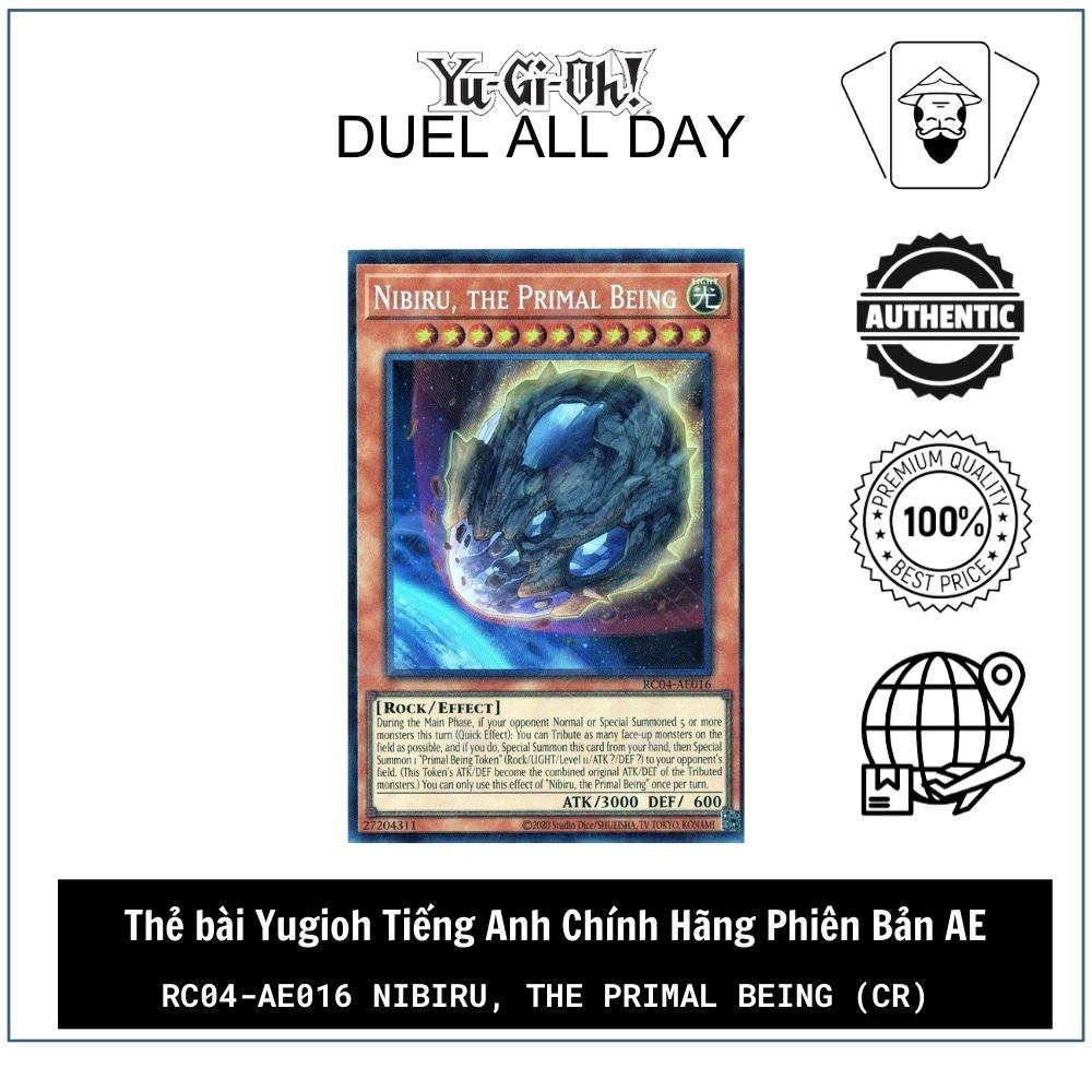 Thẻ bài Yugioh Tiếng Anh Chính Hãng Phiên Bản AE: RC04-AE016 Nibiru, the Primal Being (CR)
