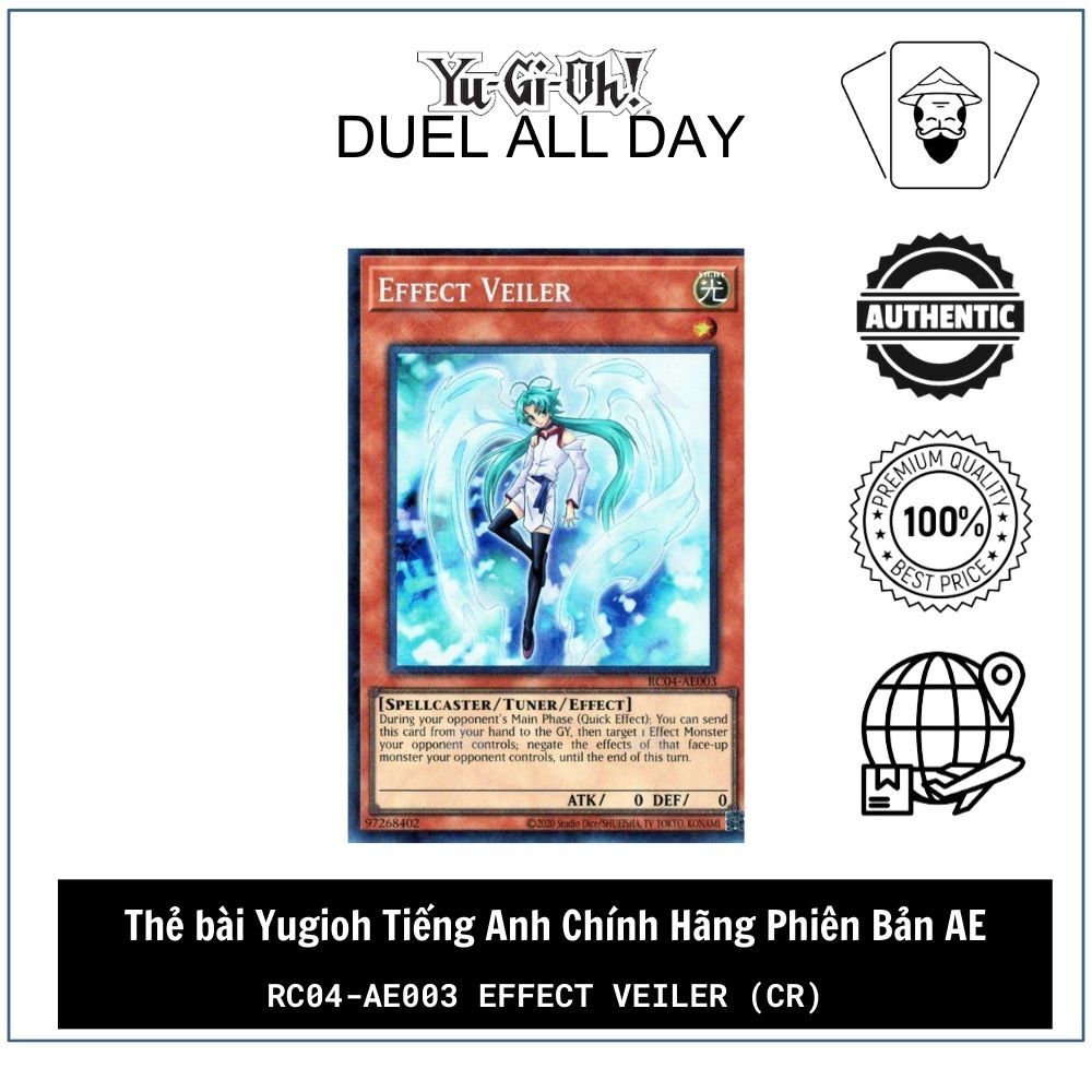 Thẻ bài Yugioh Tiếng Anh Chính Hãng Phiên Bản AE: RC04-AE003 Effect Veiler (CR)