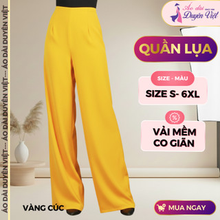Quần lụa nữ ống rộng Mango form suông cao cấp mặc áo dài nhiều màu size S–3XL đi làm đi chơi.