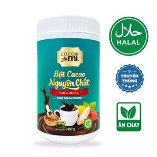 Bột cacao nguyên chất không đường CACAOMI chuyên pha chế cafe, pha trà sữa sô cô la Original hũ 257g