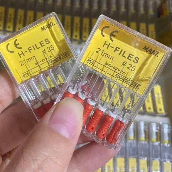 NONG,DŨA  Mani  dùng trong nội nha, K file ,H file,reamer  đủ size dùng trong nha khoa