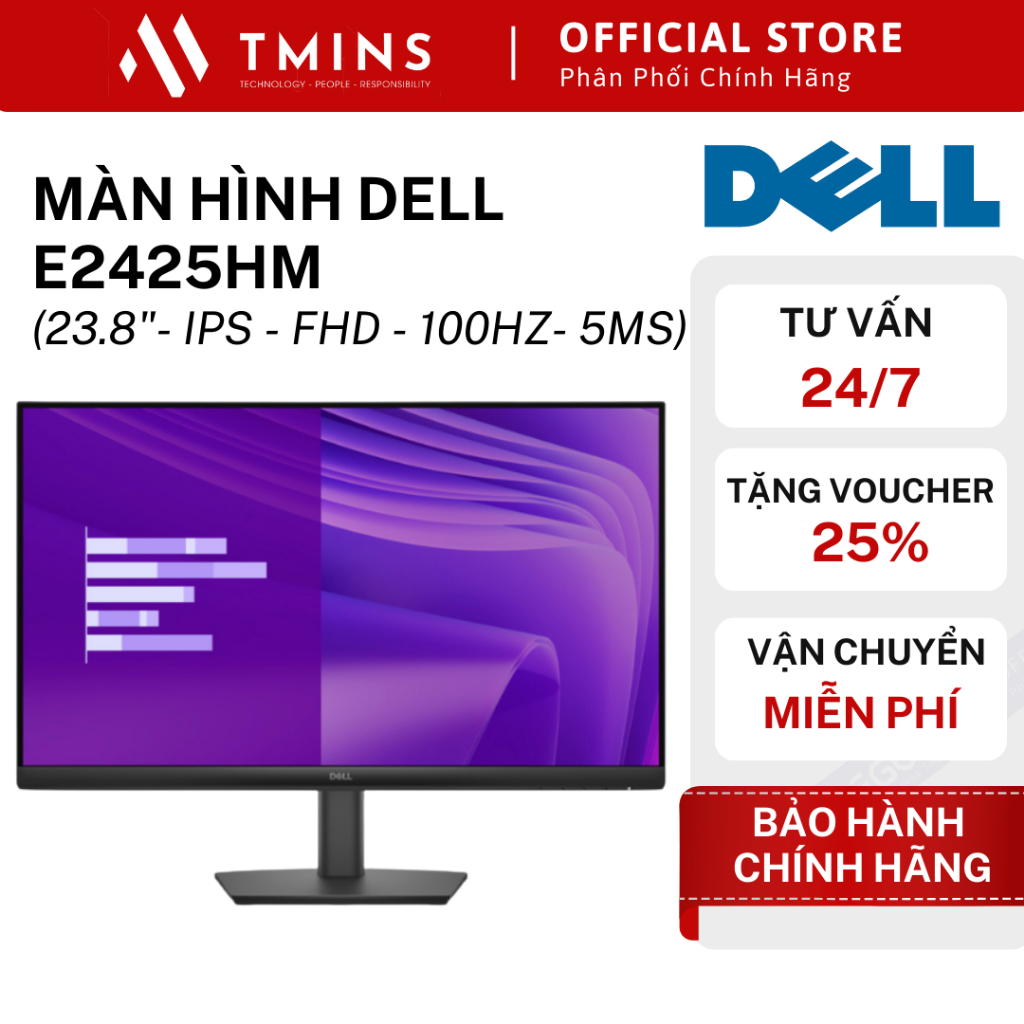 Màn hình DELL 23.8'' E2425HM (23.8 inch - IPS - FHD - 100Hz- 5ms) - Hàng chính hãng