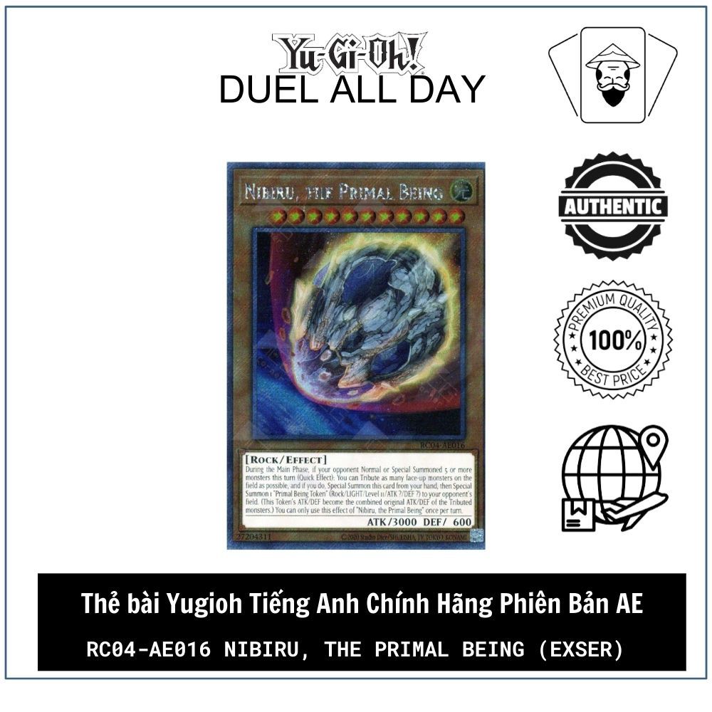 Thẻ bài Yugioh Tiếng Anh Chính Hãng Phiên Bản AE: RC04-AE016 Nibiru, the Primal Being (EXSER)