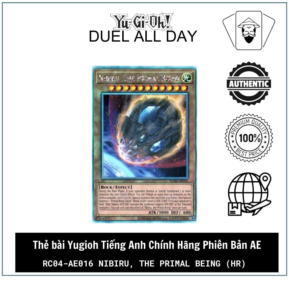Thẻ bài Yugioh Tiếng Anh Chính Hãng Phiên Bản AE: RC04-AE016 Nibiru, the Primal Being (HR)