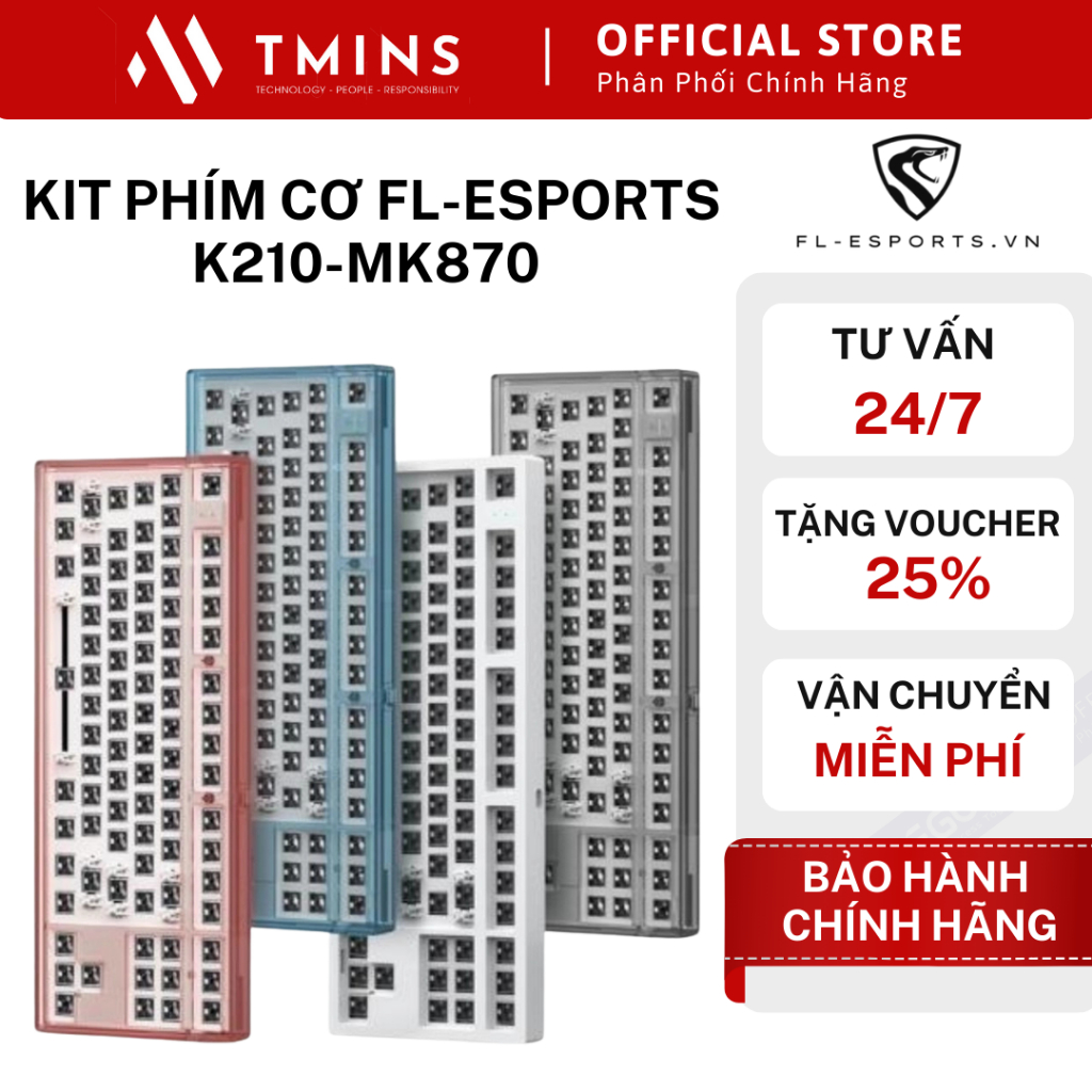 KIT phím cơ FL-Esports K210-MK870 ( 3 MODE , Hotswap, RGB ) - Hàng Chính Hãng