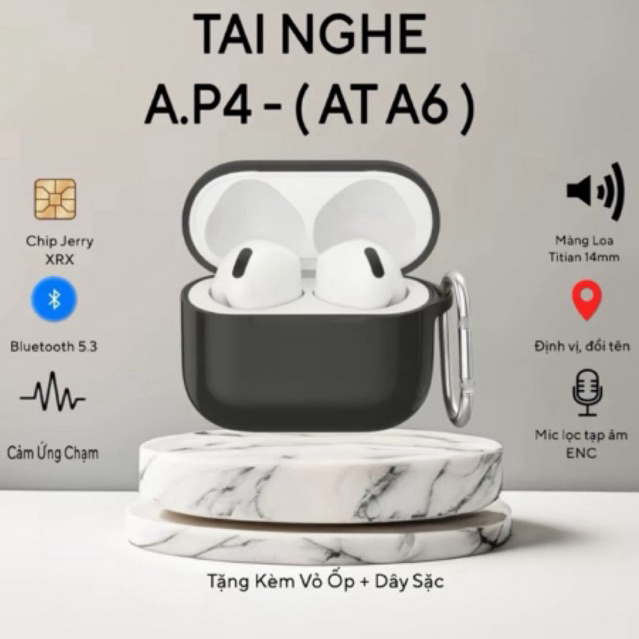 Tai Nghe Bluetooth AP4 ANC CHIPERRY 8h Chống Ồn Chủ Động ANC Chất âm tuyệt vời có xuyên âm định vị