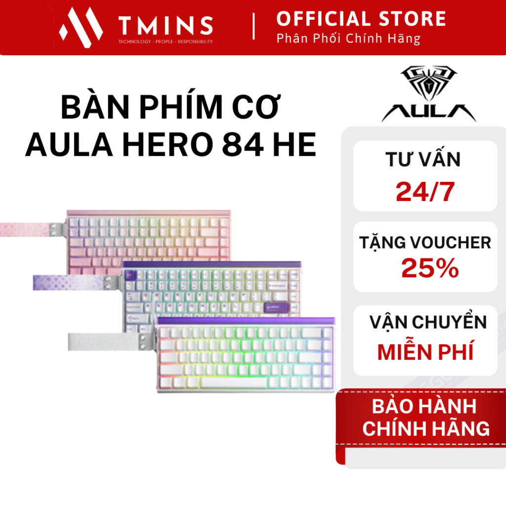 Bàn phím cơ AULA HERO 84 HE (Rapid trigger, RGB, 8000Hz) - Hàng chính hãng
