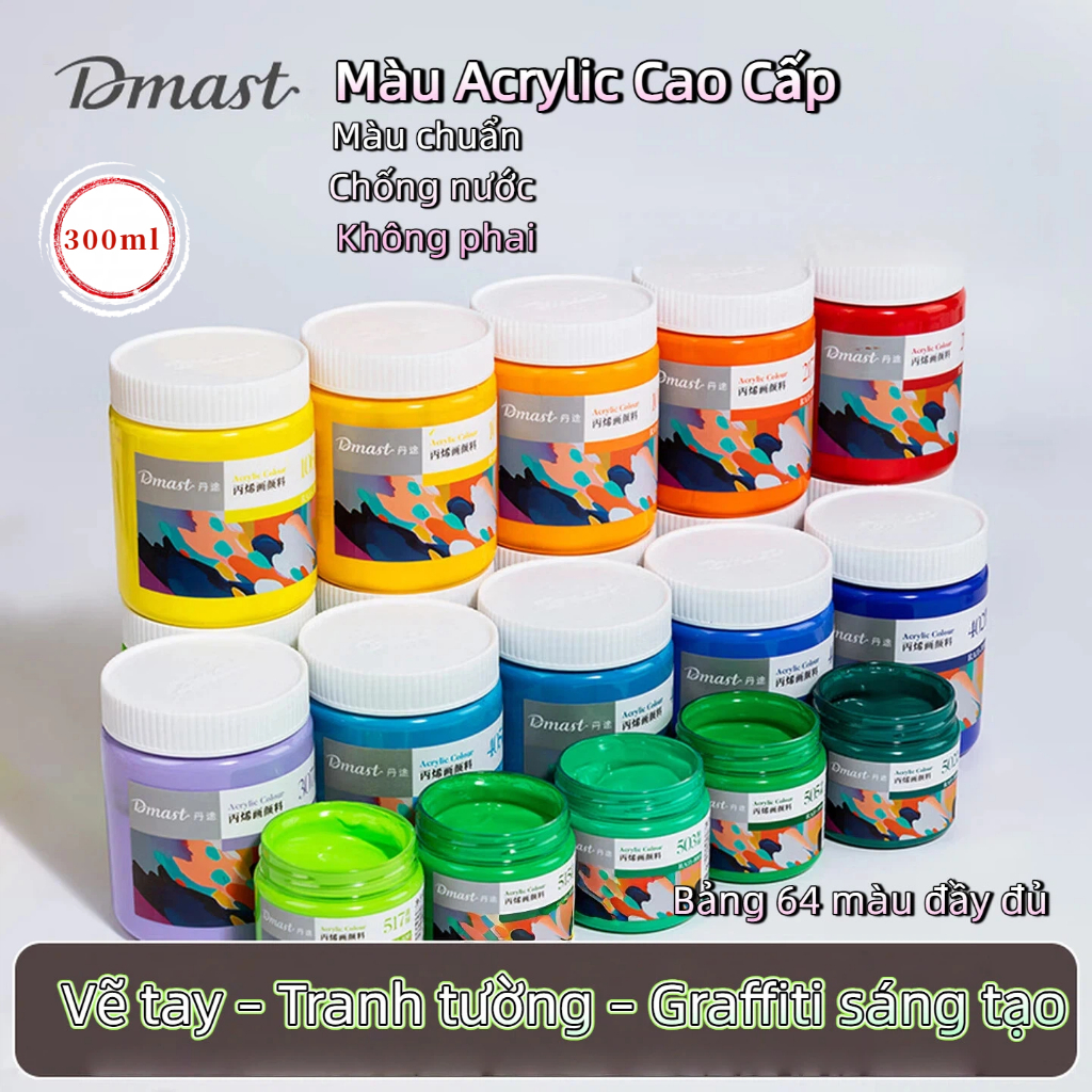 [Deli] Sơn Acrylic Dmast Hũ 300ml – Dùng Custom, Đa Chất Liệu