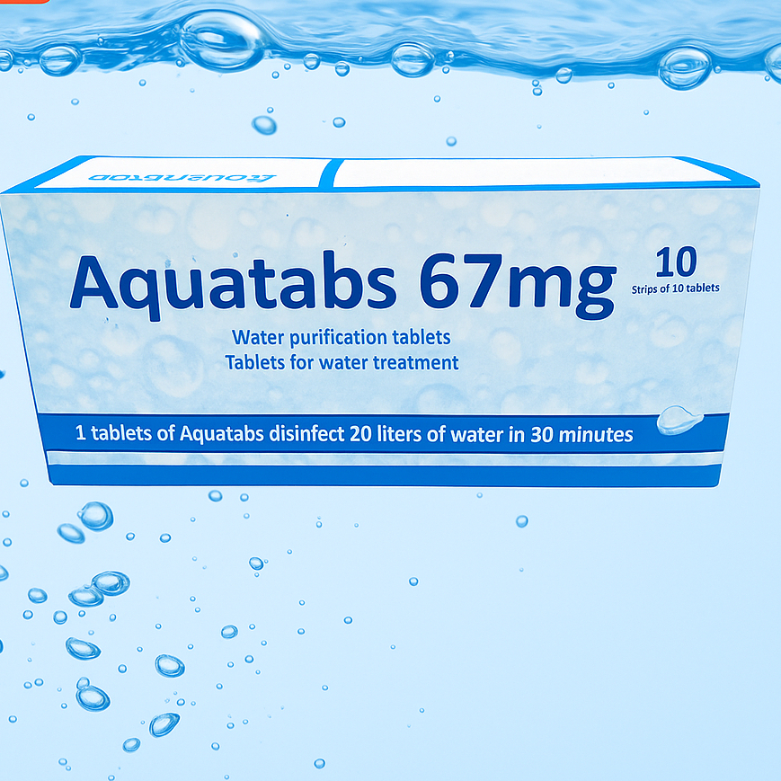 Viên sủi khử khuẩn nước sinh hoạt Aquatabs 67mg HSD 03/2030