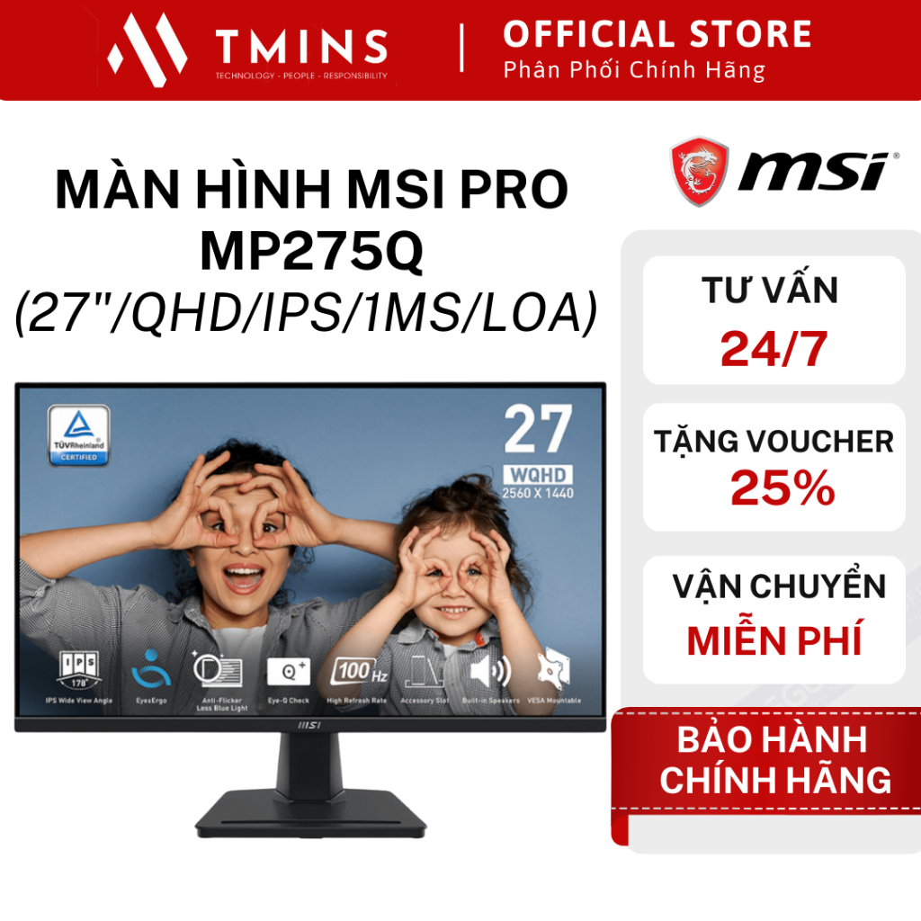 Màn hình MSI PRO MP275Q (27"/QHD/IPS/1ms/có loa) - Hàng chính hãng