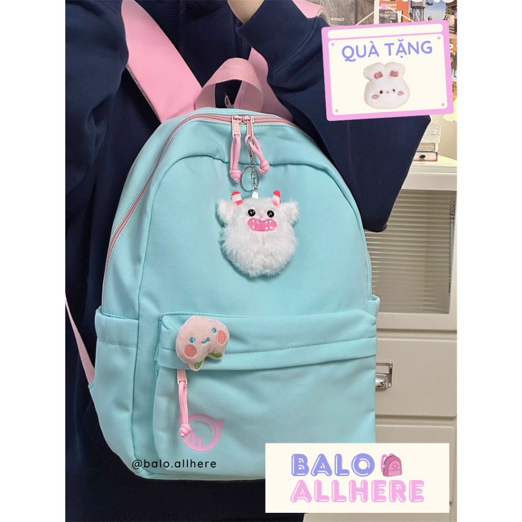 [ORDER] Balo Cặp Sách Đi Học Basic Kèm Ghim Quả Đào BL181