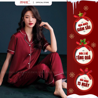  Bộ Đồ Ngủ Pijama Lụa Latin Cao Cấp ZENME Bộ Mặc Nhà Quần Dài Tay Ngắn Mềm Mịn Thoáng Mát PJD0322 