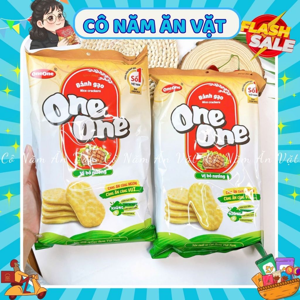 Bánh gao One One VỊ BÒ NƯỚNG/ VỊ CANXI,  Bánh gạo ăn vặt