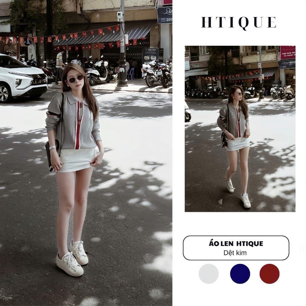 (BST thu đông HTIQUE) Áo len dệt kim cao cấp phong cách đường phố, Áo len HTI khóa LA06